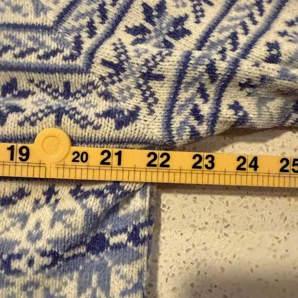 Croft Barrow Nordic Fair Isle Cardigan Blue White XL Snow Ski Grandmacore Cabin - Picture 8 of 9